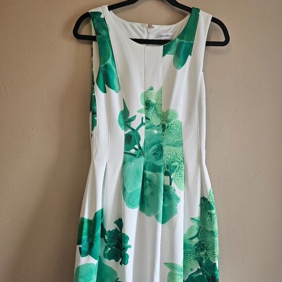 Calvin Klein Dresses & Skirts - Calvin Klein white with floral pattern Print Sleeveless Women’s sz 8 Dress NWT